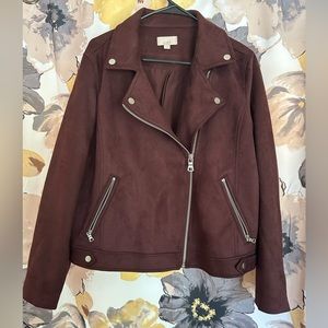 LOFT Faux Suede Moto Jacket L